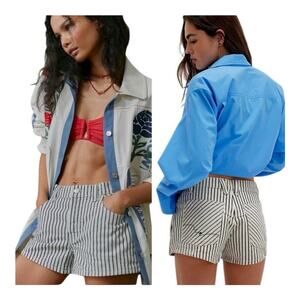 Free People Now or Never Shorts Washed Railroad Stripe size 28